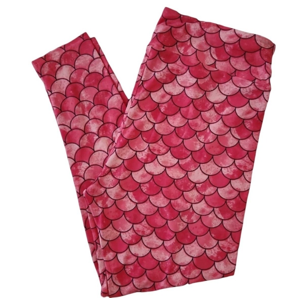 LuLaRoe Womens Leggings Size TC2 NEW Pink Mermaid Scales Mermaids Plus 18+ NWT